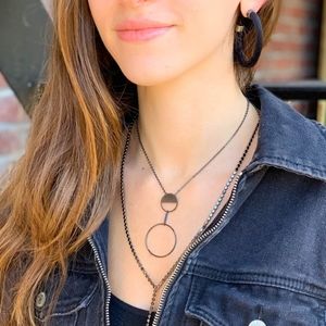 BN Marlyn Schiff mixed metal geo circle drop necklace